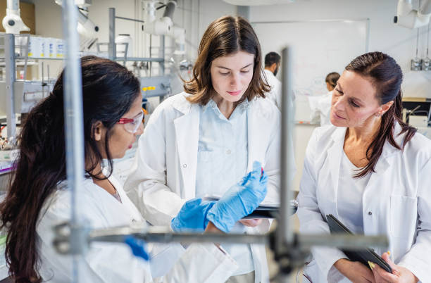 Scientists working in the laboratory stock photo