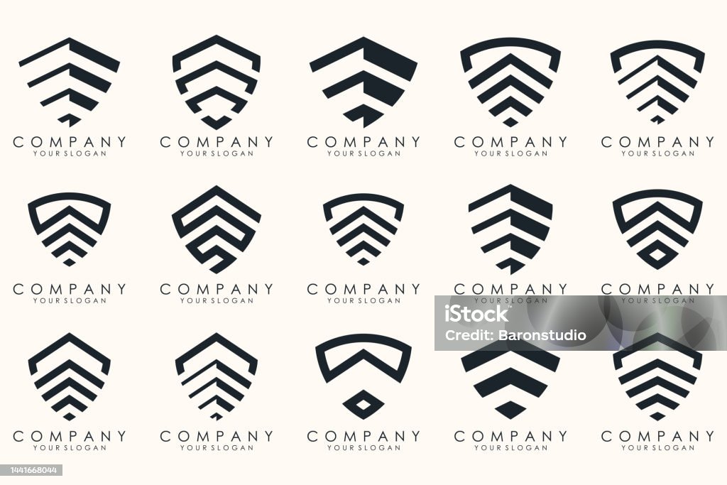Logo et jeux d’icônes Creative Shield. Modèle de conception de logo vectoriel. - clipart vectoriel de Se protéger avec les mains libre de droits Logo et jeux d’icônes Creative Shield. Modèle de conception de logo vectoriel. - clipart vectoriel de Se protéger avec les mains libre de droits