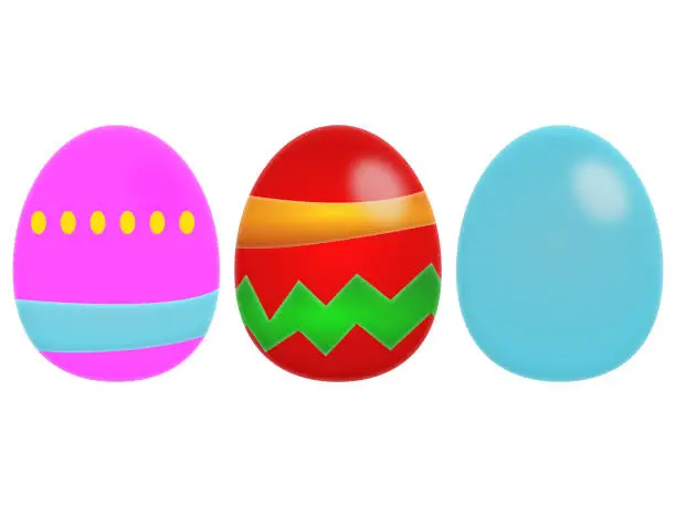 Vector illustration of Three colorful easter eggs on a white background