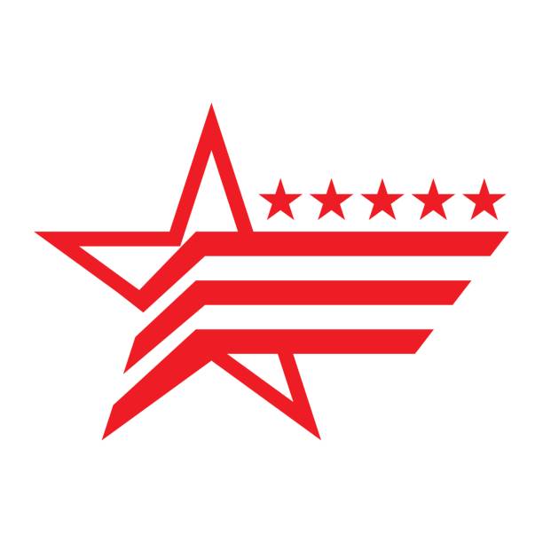 gwiazda z ikoną logo skrzydła szablon projektu ilustracji wektorowej - phoenix tattoo bird wing stock illustrations
