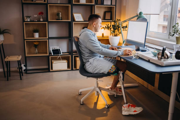 istock Man works in his home office 1441679666