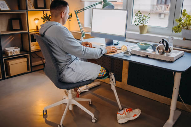 istock Man works in his home office 1441679939