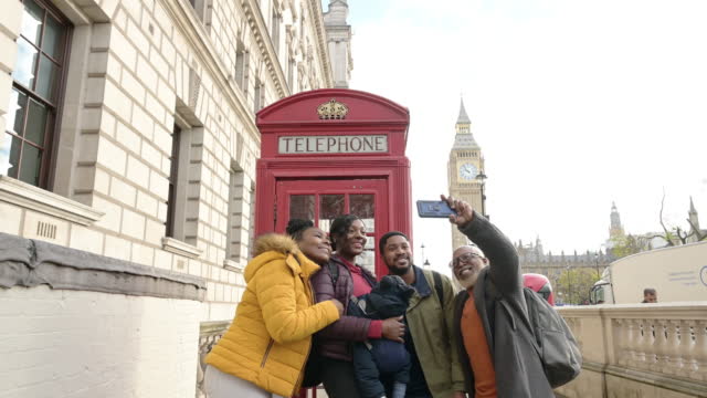 Three-generation Black family vacationing in London