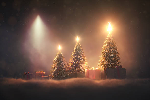 クリスマスの背景 - gift snow yellow christmas ストックフォトと画像