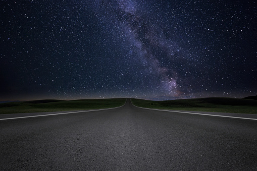 Road under the galaxy