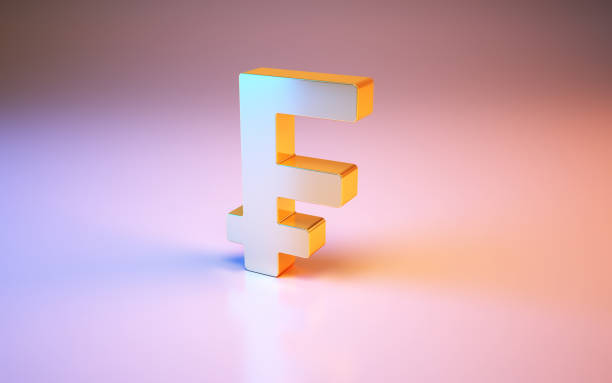 istock Swiss Franc Symbol Sitting on Metallic Blue and Pink Background 1441690380