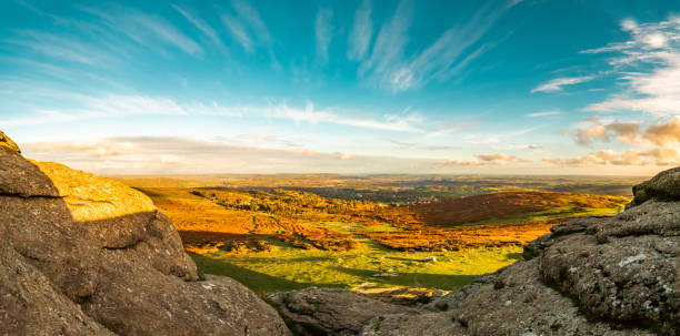istock Panorama across Dartmoor at sunset 1441690457