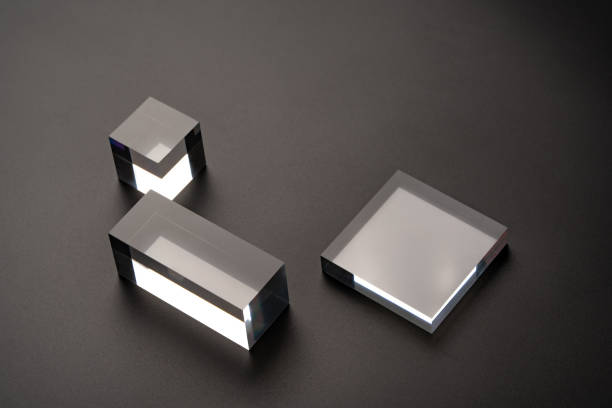 istock Mockup empty glass geometric cubes stage for product presentation. 1441690815