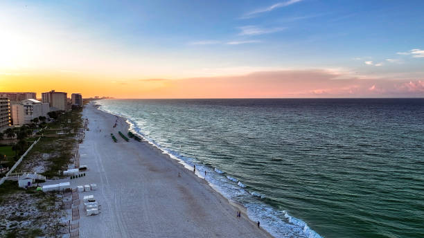 istock Majestic Orange Sunrise Over Destin Beach From Above 1441691085