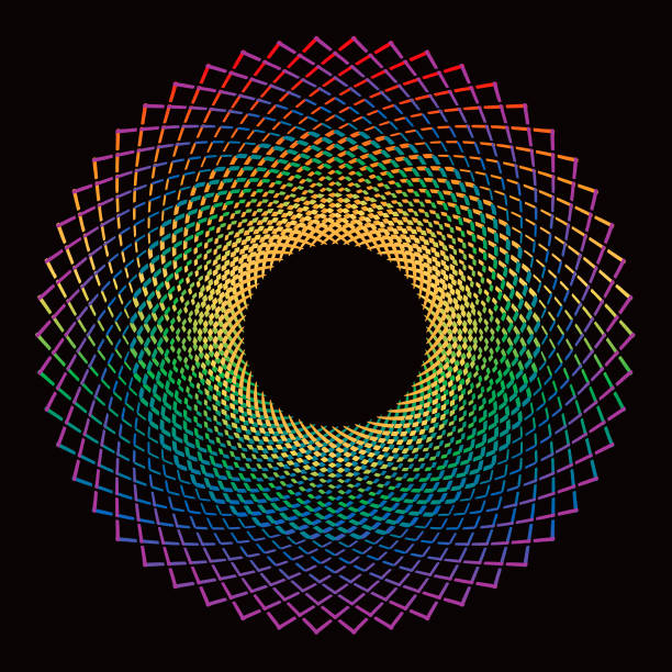 ilustrações de stock, clip art, desenhos animados e ícones de concentric spiral icon. - spectrum concentric three dimensional shape light
