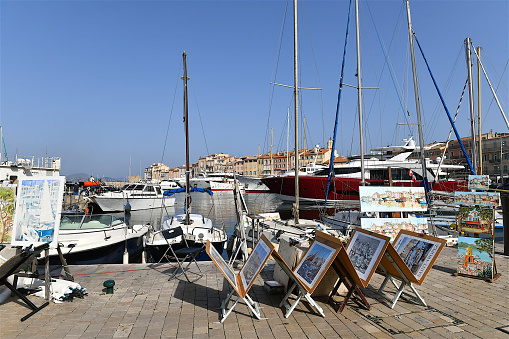 Saint-Tropez, France-10 27 2022: The Saint-Tropez harbor and yachts in the marina, France.