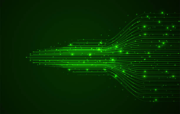 illustrazioni stock, clip art, cartoni animati e icone di tendenza di background tecnologico. concetto di visualizzazione dei big data - fiber optic technology abstract green