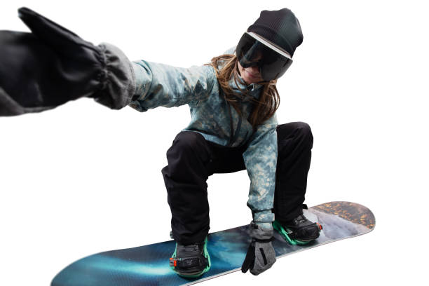 istock Snowboarder girl isolated 1441699647