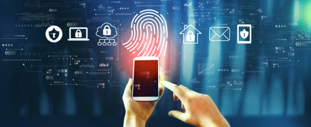 istock Fingerprint scanning theme with person using smartphone 1441701564