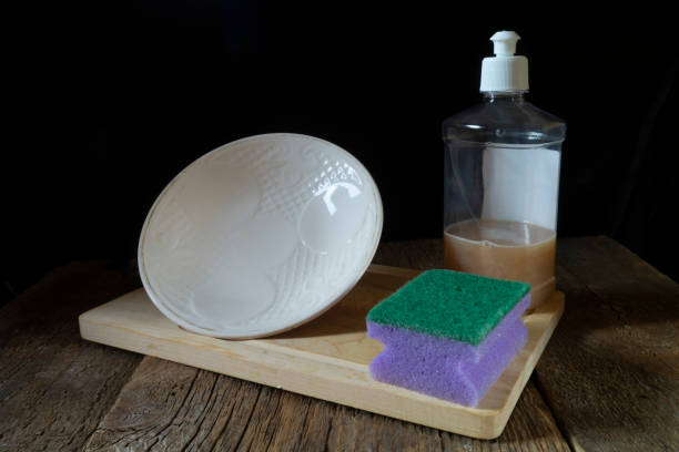 istock Still life with a white plate and sponge 1441701890