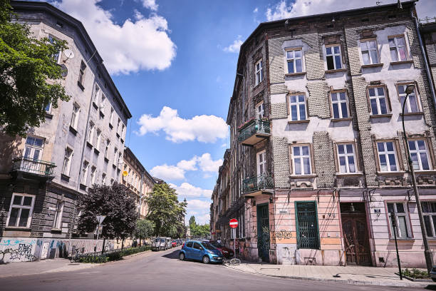 The industrial urban view of old brick buildings in Vyborg town, near Saint Petersburg, Russia