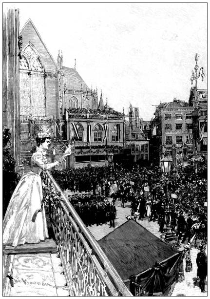 Antique image: Fete de Hollande, Netherlands celebrations for Queen Wilhelmina