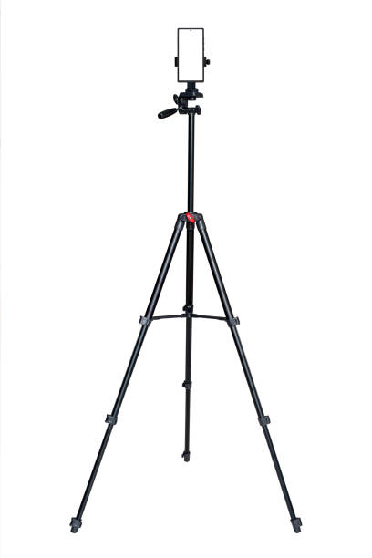 Smartphone with blank screen on the tripod camera isolated on white background. Smartphone with blank screen on the tripod camera isolated on white background. tripod stock pictures, royalty-free photos & images