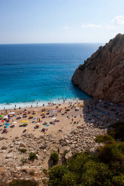 istock Beatiful beach and deep blue sea Kaputaj beach in Antalya, Turkey 1441709553