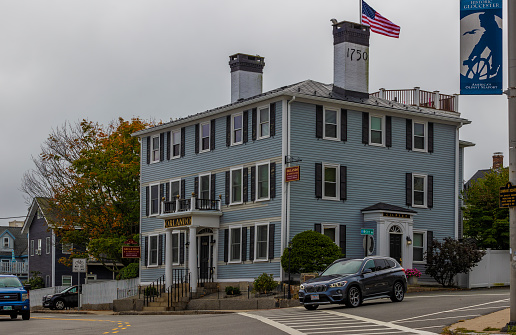 Gloucester, Massachusetts, USA,  - September 13, 2022:\nBirthplace and home of Addison Gilbert 1808 - 1888, well-known business man.  Home built in 1750.