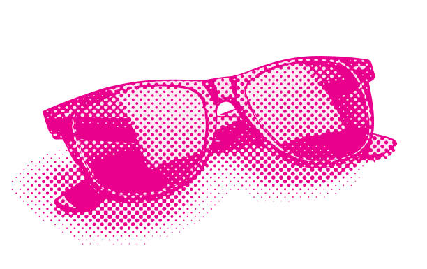 illustrazioni stock, clip art, cartoni animati e icone di tendenza di occhiali da sole in stile retrò - pink glasses