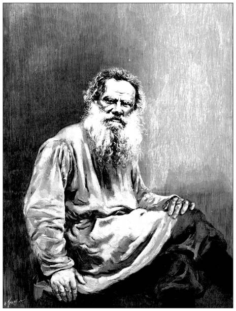 Antique image: Leo Tolstoy Antique image: Leo Tolstoy leo tolstoy stock illustrations