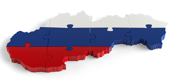 Flag Colors Puzzle Slovakia Map Design. 3d Rendering