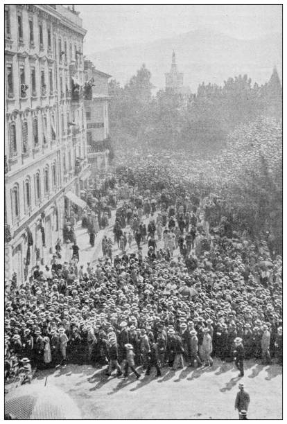istock Antique image: Empress Elisabeth of Austria memorial parade in Geneva 1441715849