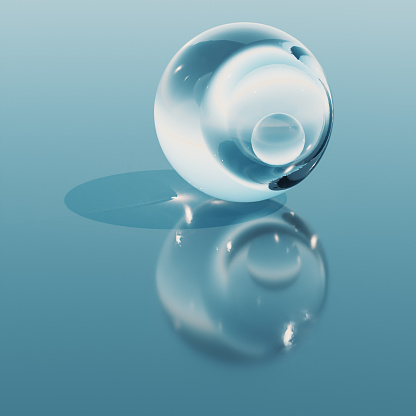 Reflexiones y refracción en esferas de cristal huecas, fondo photo