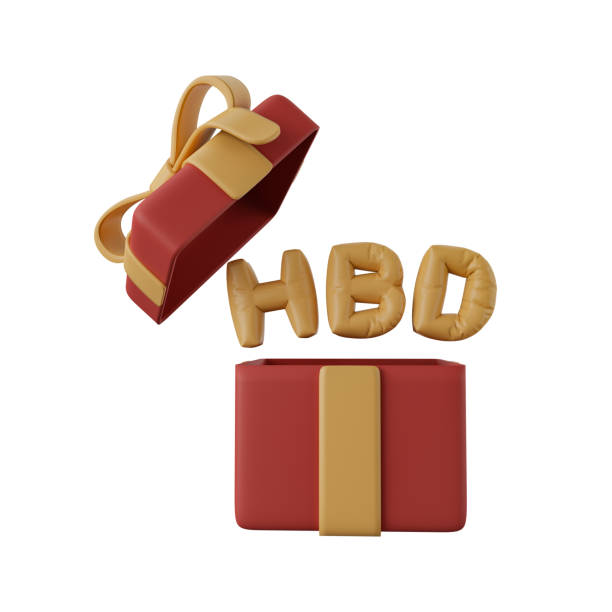 Hbd text balloon in open gift box. Open gift box with hbd balloon letters 3d illustration. Happy birthday congratulation. Birthday congratulation