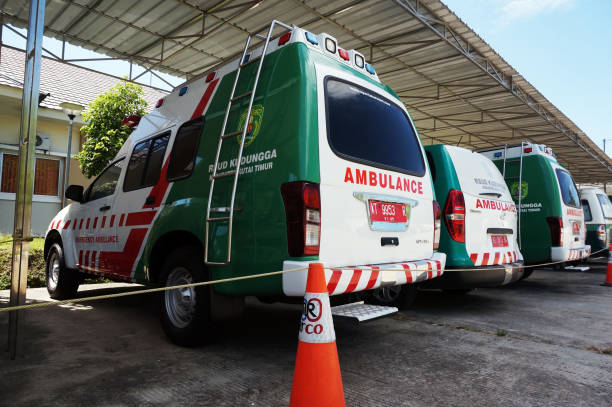 Regional public hospital ambulance cars Sangatta, East Kalimantan/Indonesia-16 April 2020. Location: RSUD KUDUNGGA. Regional public hospital ambulance cars. karman stock pictures, royalty-free photos & images