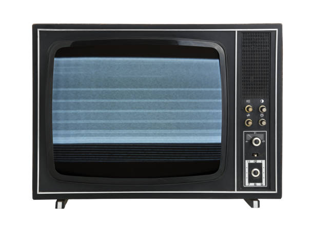 istock Old black TV with noise on the screen. Retro technology concept. 1441719157