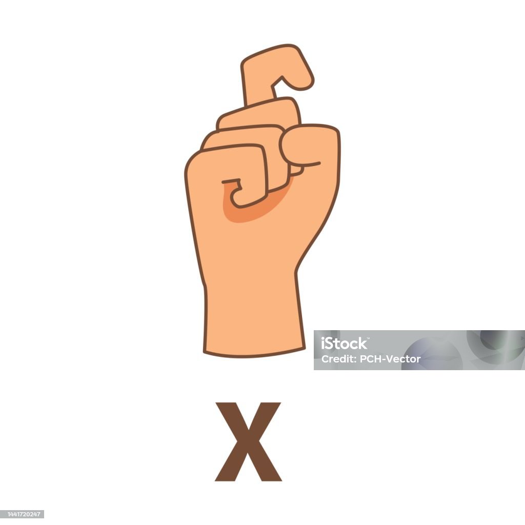 Hand Showing Letter X Sign Language Alphabet Vector Illustration Finger