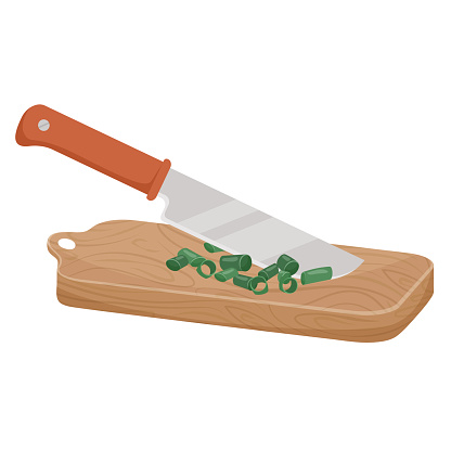 cutting Board,knife and Vegetables' Clipart Images