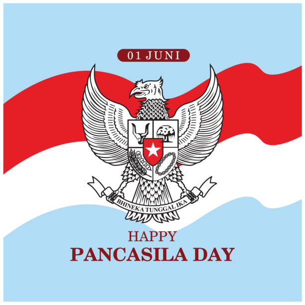 Flat pancasila day illustration This design can be printed on t-shirts, shirts, hoodies, mugs, paper, wall art, canvas, and other merchandise media, Make your life more meaningful with art, 100% High Resolution Vector, Print Ready garuda pancasila stock illustrations