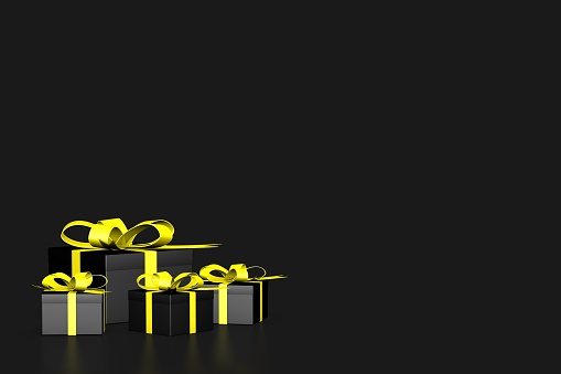 Modern White And Golden Present / Gift Box Isolated On The White Background. Christmas / New Year / Birthday Concept. Empty Space.