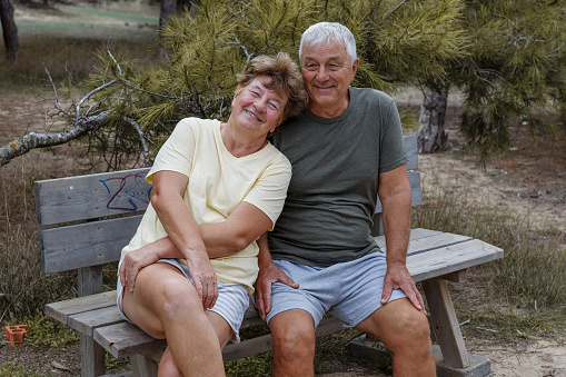 Close up of happy senior couple enjoying in park