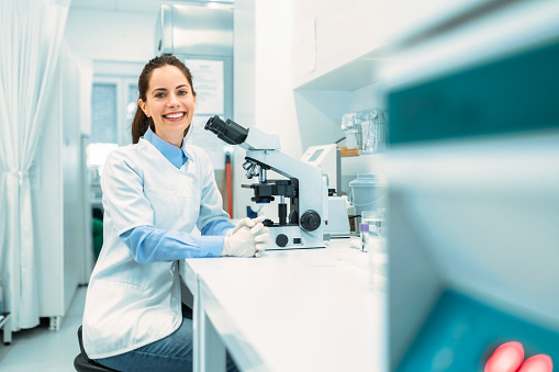 Lab Break Time Scientist Working With Samples In A Laboratory Taking A Break Looking ...