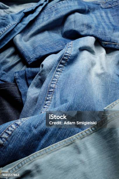 Jeans Closeup Stock Photo - Download Image Now - Aging Process, Backgrounds, Blue