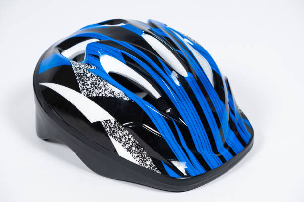istock Blue Protective Children's Helmet for Cycling, Skateboarding, Roller Skates on White Background 1441728073
