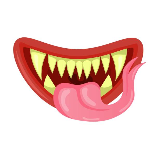 Vampire Monster Smile Or Devil Mouth Realistic Vector Illustration