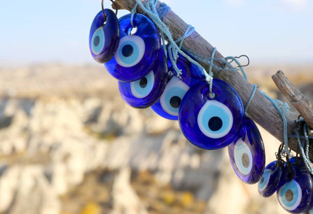 istock Blue Evil Eye Nazar  Turkish Charms on tree in Cappadocia 1441729985
