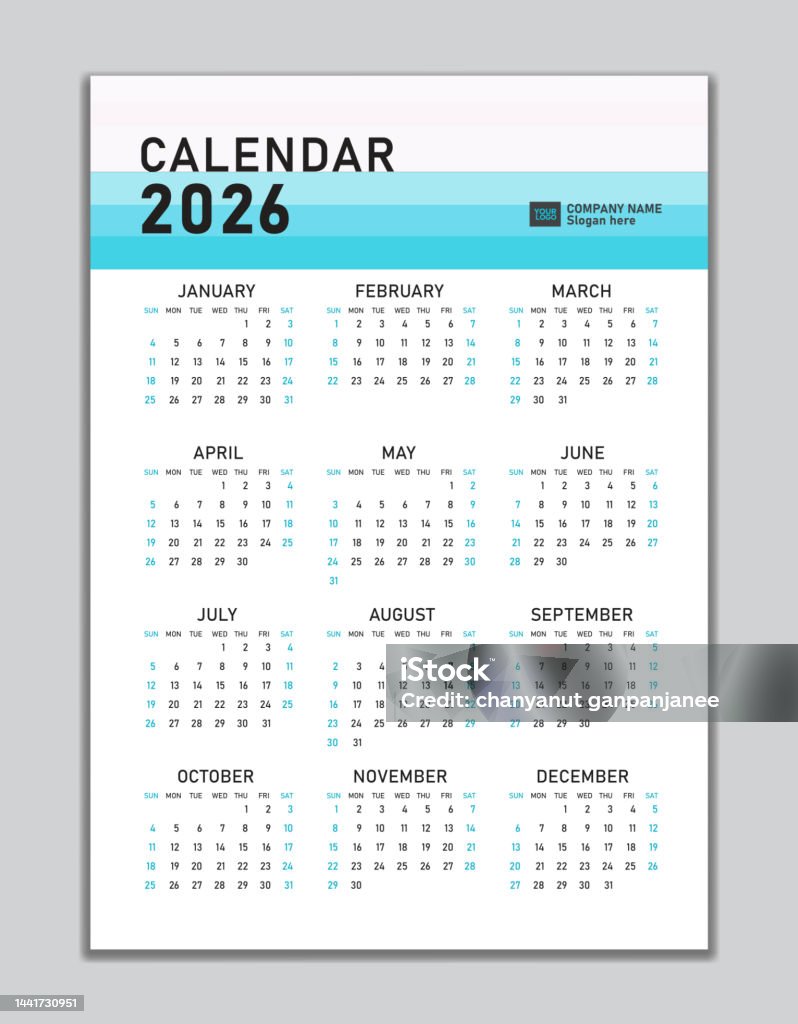 Wall Calendar 2026 Template Desk Calendar 2026 Design Week Start Sunday ...