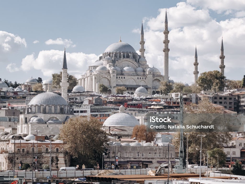 The most famous view on the blue mosk in Istanbul Ancient Stock Photo