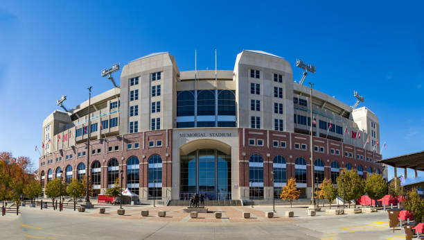 Memorial Stadium is a football stadium located on the campus of the University of Nebraska–Lincoln in Lincoln, Nebraska Lincoln, NE - October 2022: Memorial Stadium is a football stadium located on the campus of the University of Nebraska–Lincoln in Lincoln, Nebraska university of nebraska football stock pictures, royalty-free photos & images