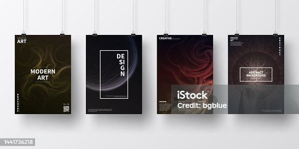istock Posters with dark futuristic designs, isolated on white background 1441736218