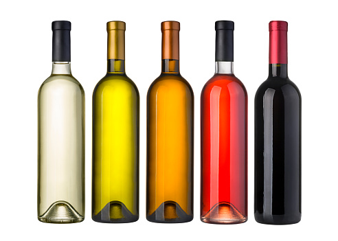 Set of wine bottles isolated on whitet background