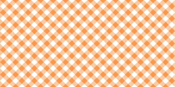 Vector illustration of Orange white plaid classic fashion pattern