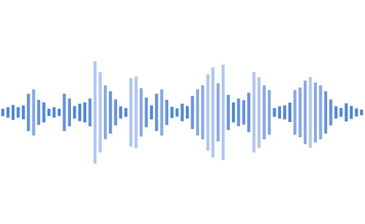 Sound waveform equalizer lines. Audio sound wave vector graphics. Blue isolated on white.