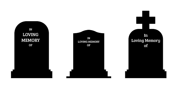 In Loving Memory gravestone vector. Empty headstone template illustration.